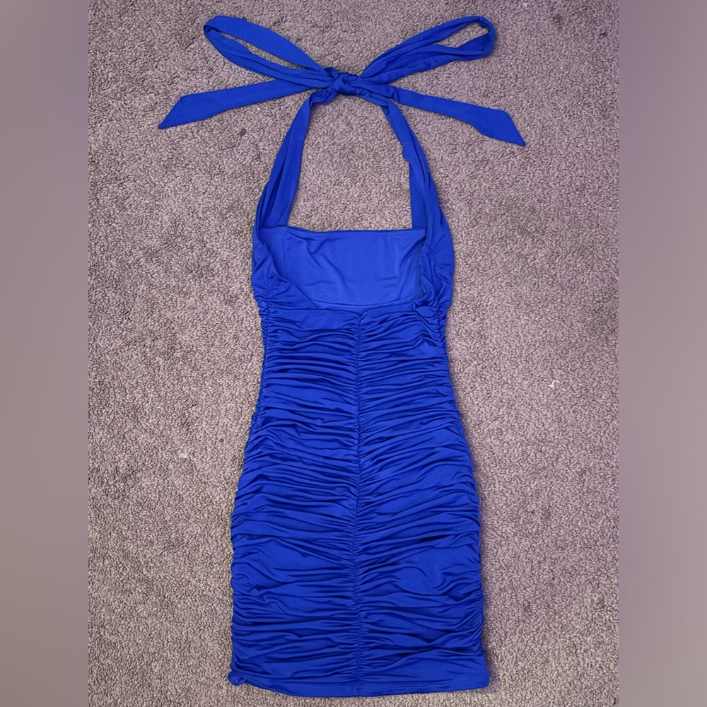 Blue homecoming dress. Short ruched deep blue dress size small Lucy in the Sky - Picture 5 of 10